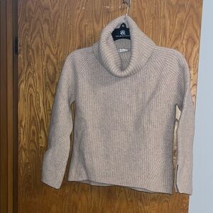 LilySilk size Small Women's Beige Cowl Neck Sweater 100 Percent Merino Wool.